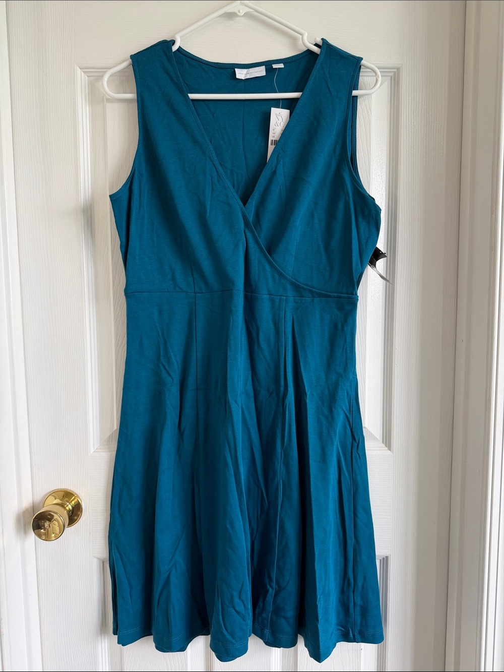 NWT New York & Company Teal V-Neck Sleeveless Wrap-Style Mini Dress